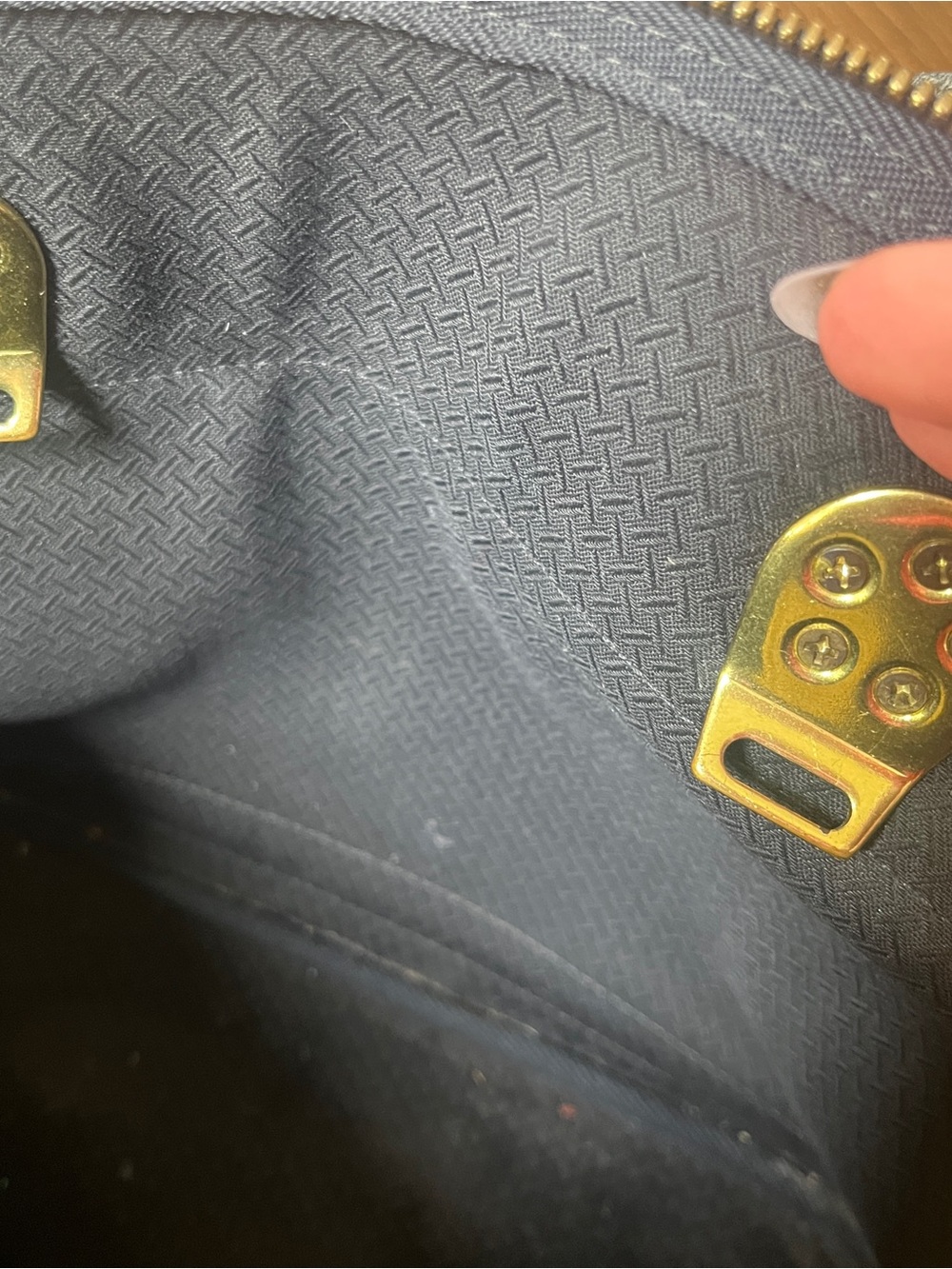Dooney & Bourke Black Perforated Cabriolet Dome Satchel with Gold Stud Accents. - Picture 7 of 9